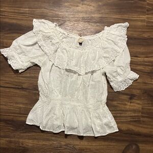 Universal Thread White Eyelet Ruffle Off-Shoulder Blouse